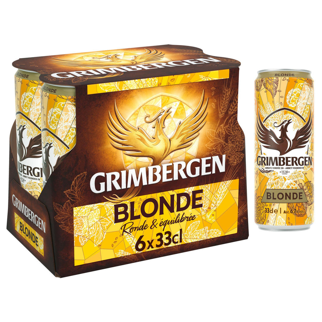Grimbergen Bière Blonde Ronde et Équilibrée Pack 6x33cl