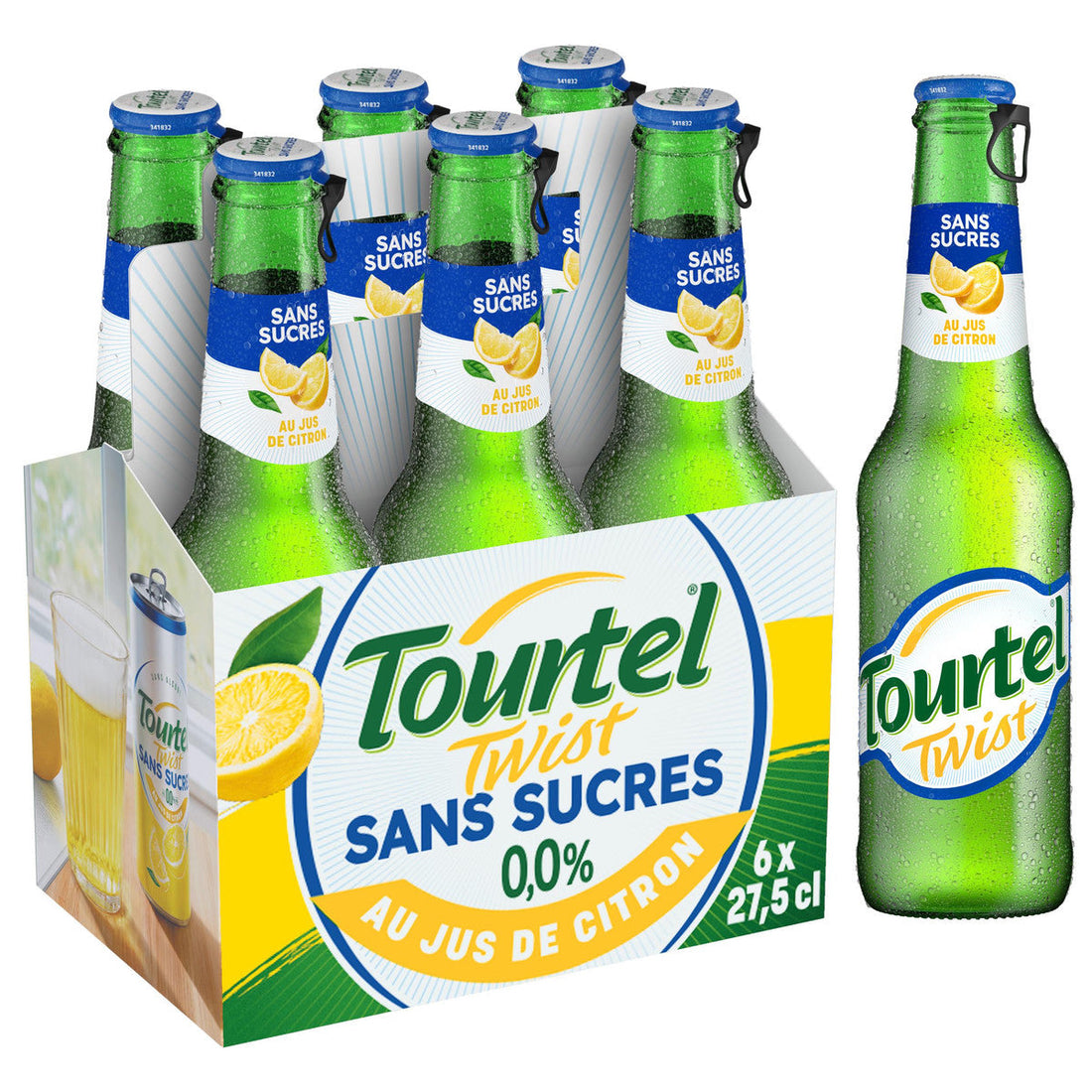 Tourtel Twist Boisson Aromatisée à Base de Bière Sans Alcool et au Jus de Citron Sans Sucres Ajoutés Pack 6x27,5cl